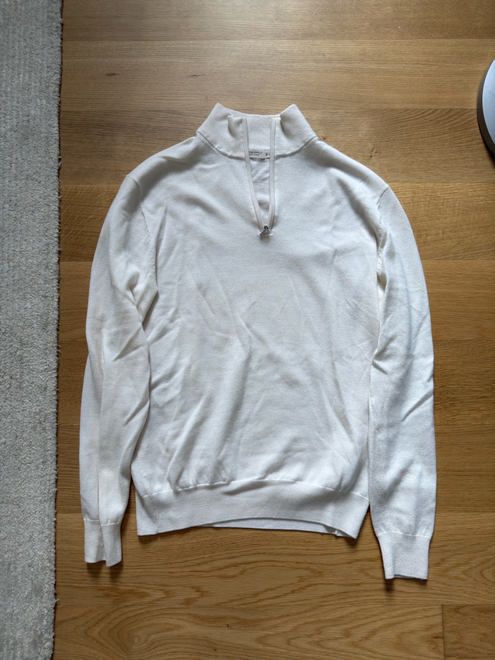 Suitsupply Merino Wool Men's 1/4 Zip Off White Sweater Size Large